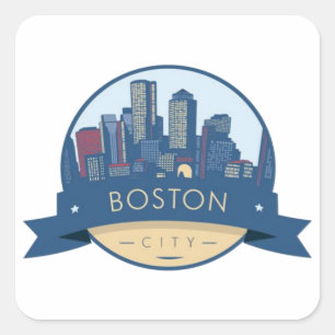 Boston Stadssilhouet, boston ma silhouet Vierkante Sticker