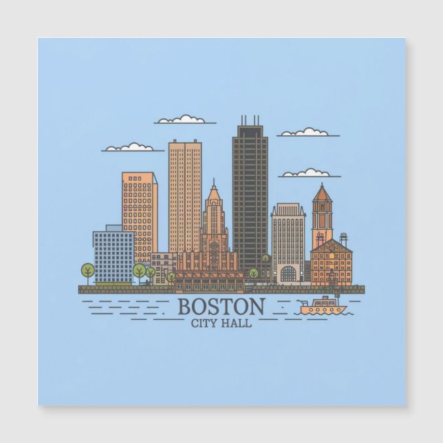 Boston Stadssilhouet, boston ma skyline (Voorkant)