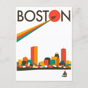 Boston Stadssilhouet, boston ma skyline Briefkaart