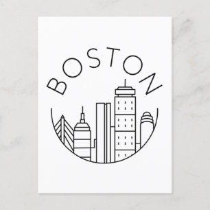 Boston Stadssilhouet, boston ma skyline Briefkaart