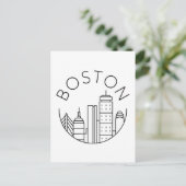 Boston Stadssilhouet, boston ma skyline Briefkaart (Staand voorkant)