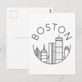 Boston Stadssilhouet, boston ma skyline Briefkaart (Voorkant / Achterkant)