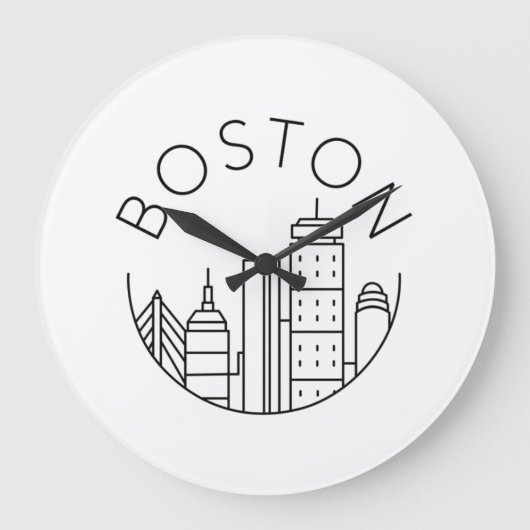 Boston Stadssilhouet, boston ma skyline Grote Klok (Voorkant)