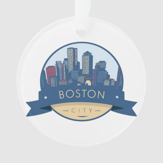 Boston Stadssilhouet, boston ma skyline Ornament (voorkant)