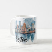 Boston Stadssilhouet, Boston Ma Us Skyline Koffiemok (Voorkant links)