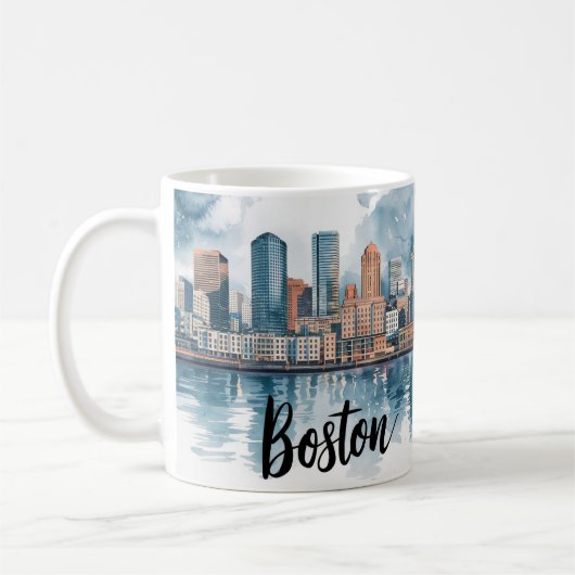 Boston Stadssilhouet, Boston Ma Us Skyline Koffiemok (Links)