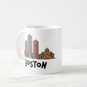 Boston Stadssilhouet, Boston Ma Us Skyline Koffiemok (Voorkant links)