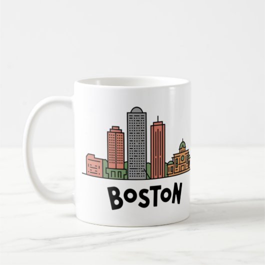 Boston Stadssilhouet, Boston Ma Us Skyline Koffiemok (Links)