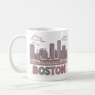Boston Stadssilhouet, Boston Ma Us Skyline Koffiemok