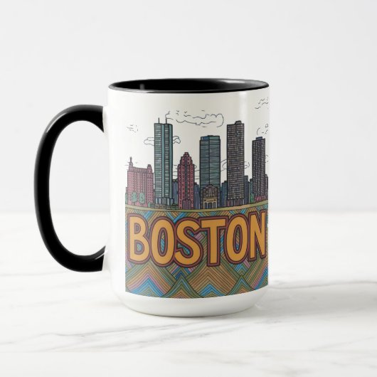 Boston Stadssilhouet, Boston Ma Us Skyline Mok (Links)