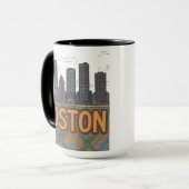 Boston Stadssilhouet, Boston Ma Us Skyline Mok (Voorkant links)