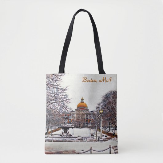 Boston State House in de winter Tote Bag (Voorkant)