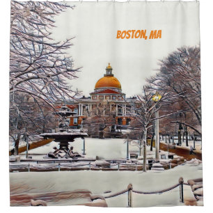 Boston State House in Winter Douchegordijn