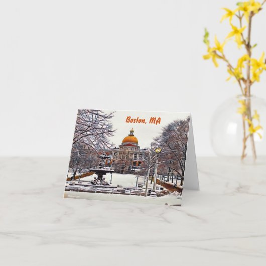 Boston State House in Winter Kaart (Gele Bloem)