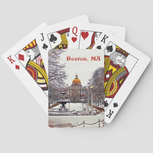 Boston State House in Winter Pokerkaarten (Achterkant)