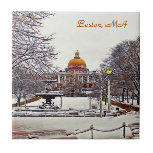 Boston State House in Winter Tegeltje