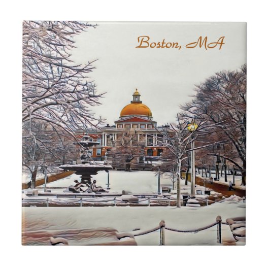Boston State House in Winter Tegeltje (Voorkant)