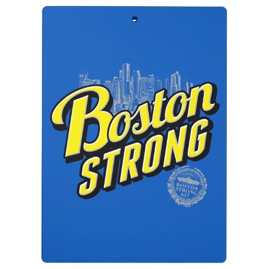 Boston sterk op een blauw decor klembord (Achterkant)