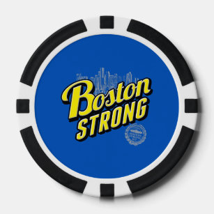 Boston sterk op een blauw decor pokerchips