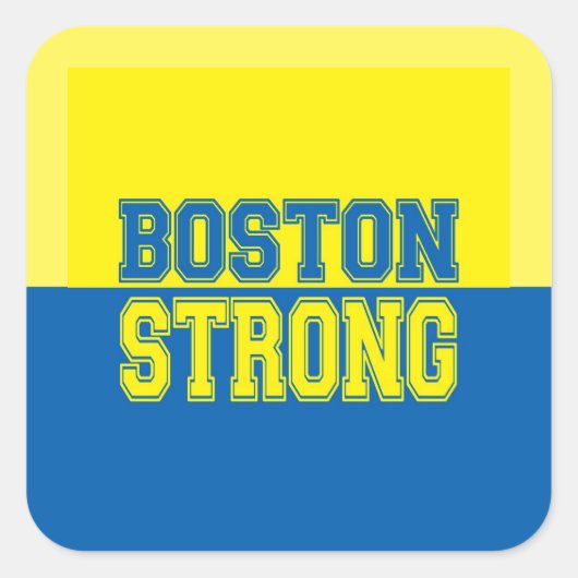 Boston Sterke Gift Geel en Blauw Vierkante Sticker (Voorkant)