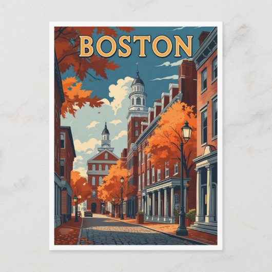 Boston Straat Briefkaart (Voorkant)