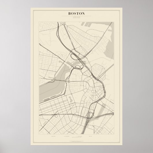 Boston Straatkaart Poster (Voorkant)