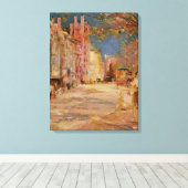 Boston Street Scene - Edward Mitchell Banister Canvas Afdruk (Insitu (Houten vloer))
