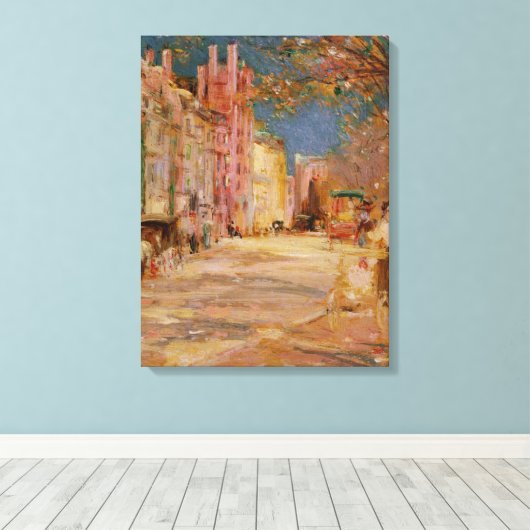 Boston Street Scene - Edward Mitchell Banister Canvas Afdruk (Insitu (Houten vloer))
