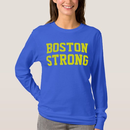 Boston strong blauw geel t-shirt (Voorkant)