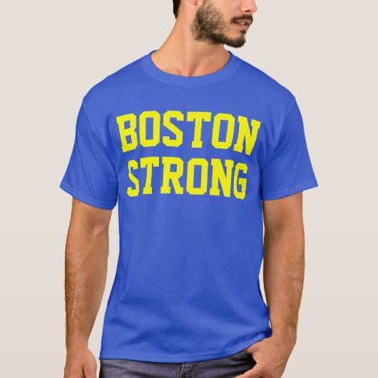 Boston strong blauw geel t-shirt (Voorkant)