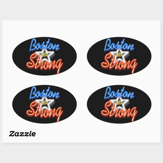 Boston Strong en Ggloing Ovale Sticker (Vel)