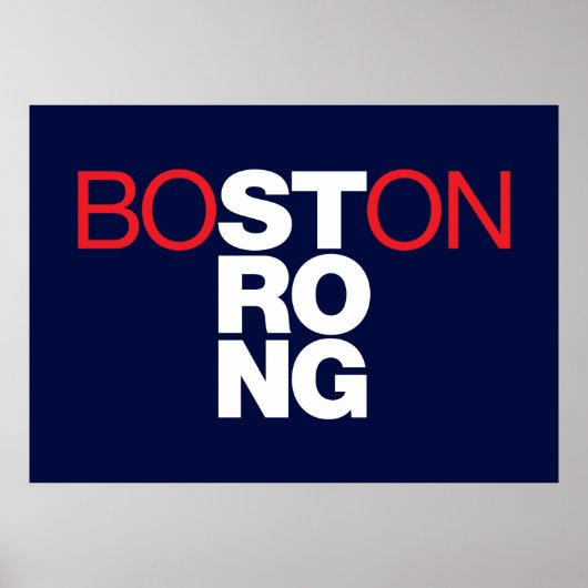 Boston Strong Helvetica Poster op marineblauw (Voorkant)