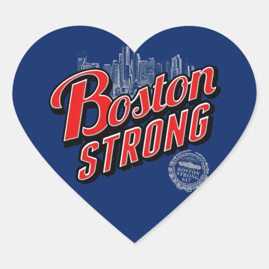 Boston Strong in rood en blauw decor Hart Sticker (Voorkant)