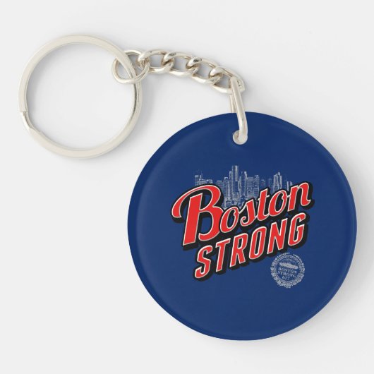 Boston Strong in rood en blauw decor Sleutelhanger (Voorkant)
