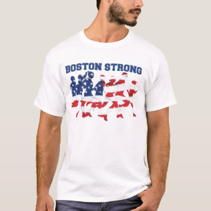 Boston Strong lopende marathon Amerikaanse vlag T-shirt