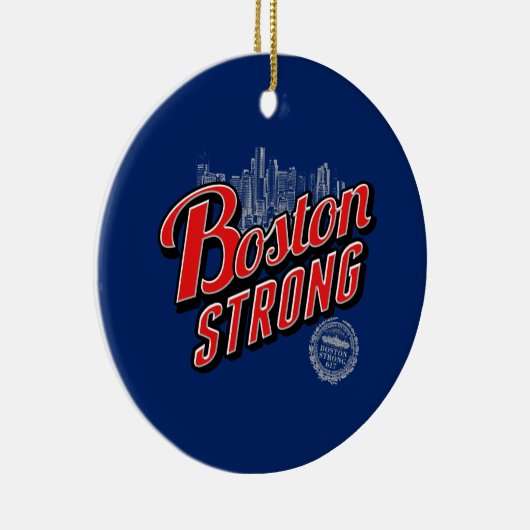 Boston Strong op een blauwe decoratie  (Rechts)
