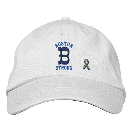 Boston Strong Ribbon  EDIT TEKST Geborduurde Pet (Voorkant)