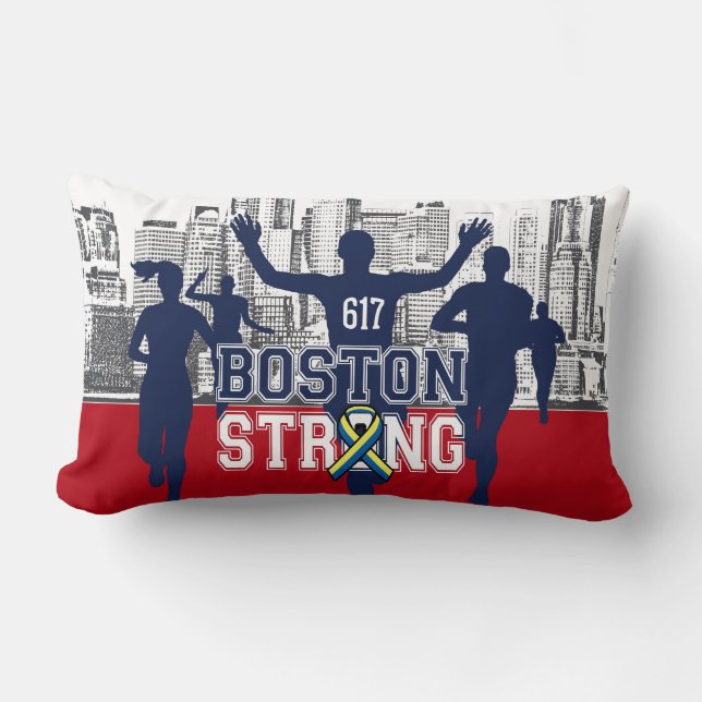 Boston Strong Spirit draait op Red Kussen (Voorkant)