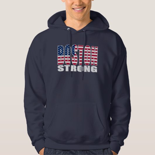 BOSTON STRONG U.S. Flag Hooded Sweatshirt (Voorkant)