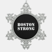 "Boston Strong" wit zwart Tin Sneeuwvlok Ornament (Voorkant)