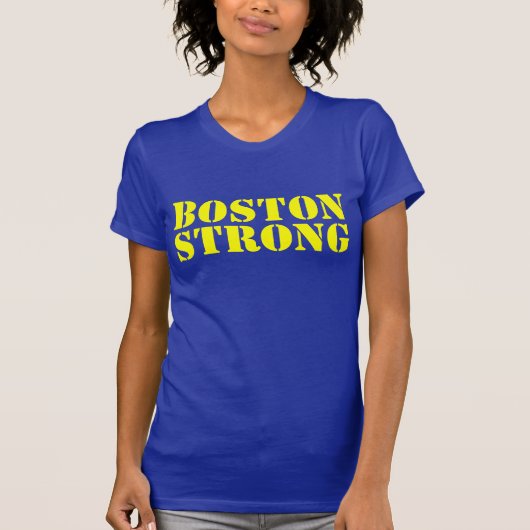 BOSTON STRONG Yellow and Blue Stencil T-shirt (Voorkant)