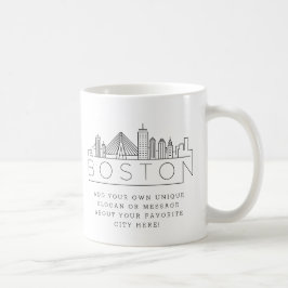Boston Stylized Skyline | Aangepaste slogan Koffiemok
