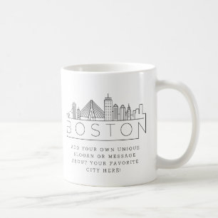 Boston Stylized Skyline   Aangepaste slogan Koffiemok