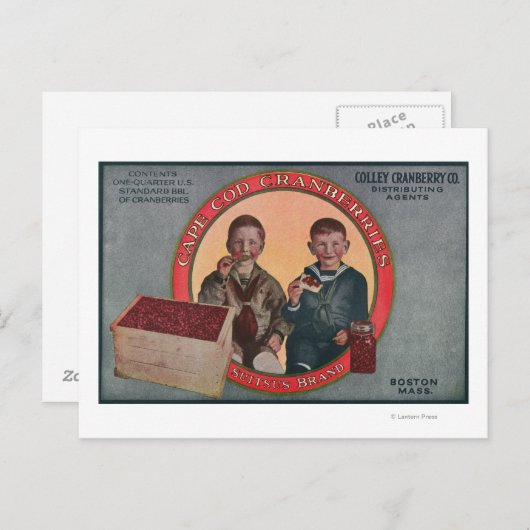 Boston Suitsus Brand Cranberry Label Briefkaart (Voorkant / Achterkant)