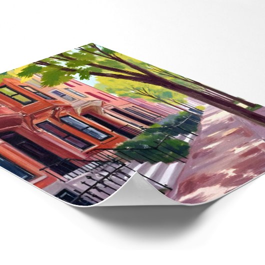 Boston Summer | Massachusetts Brownstone Houses Poster (Hoek)