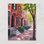 Boston Summer | Massachusetts Brownstone Huizen Briefkaart (Voorkant)