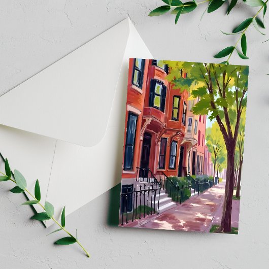 Boston Summer | Massachusetts Brownstone Huizen Briefkaart