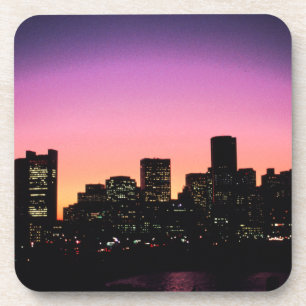 Boston Sunset Skyline van de haven .png Drankjes Onderzetter