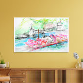 Boston Swan Boat schets Canvas Afdruk (Insitu (Woonkamer))