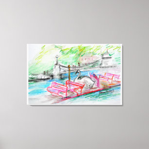 Boston Swan Boat Sketch Canvas Afdruk
